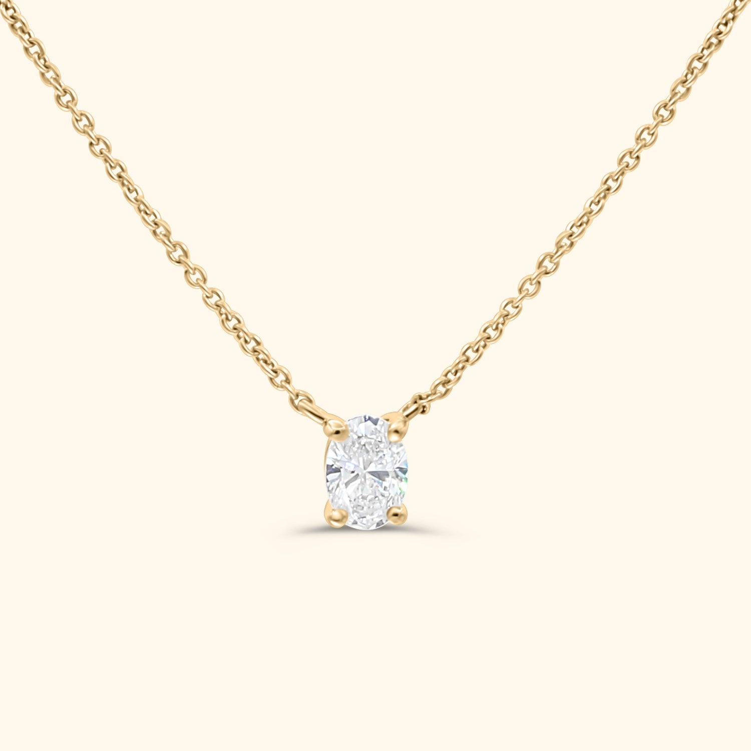 Oval Diamond Necklace 0.7 ct | 14 Karat Gold