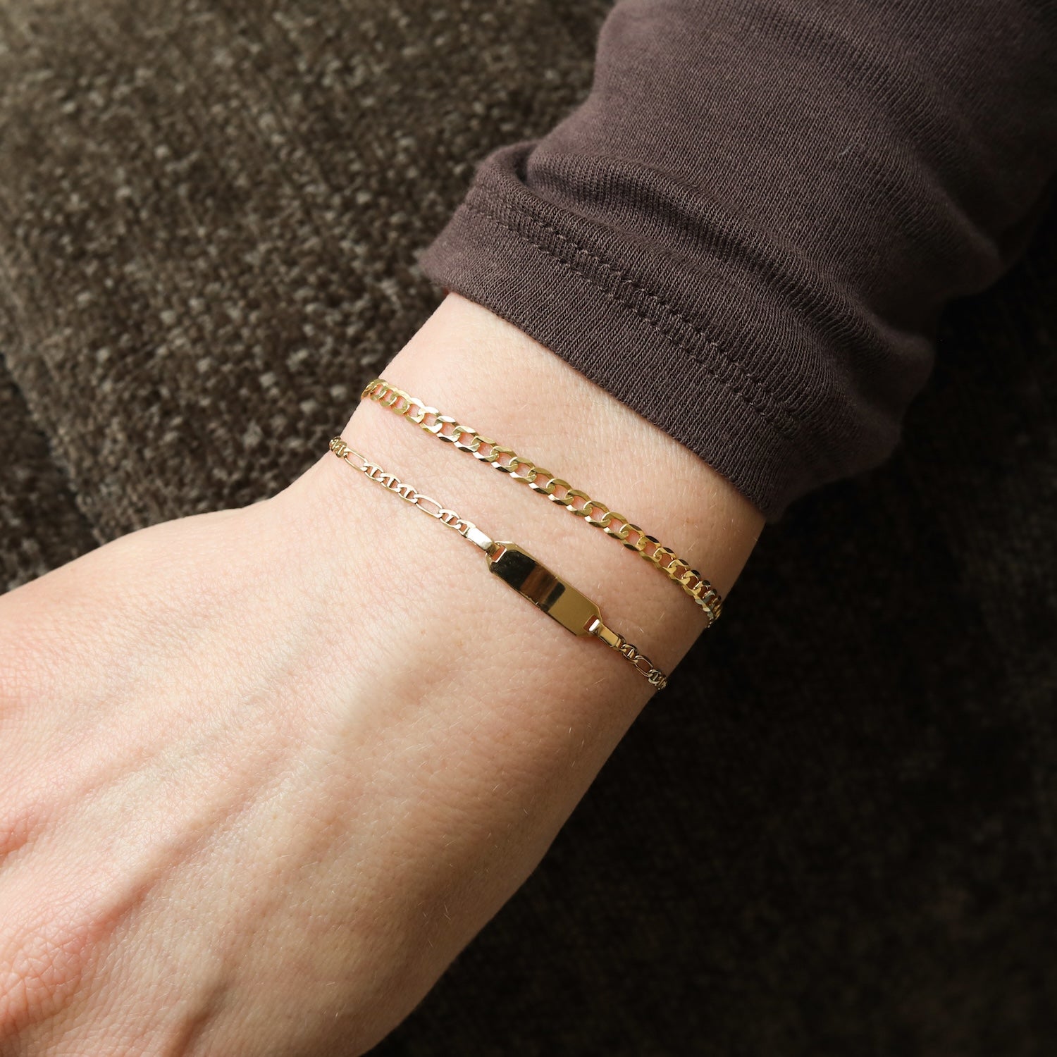 14K Gold Bracelet with Name | Figaro | 16-18 cm
